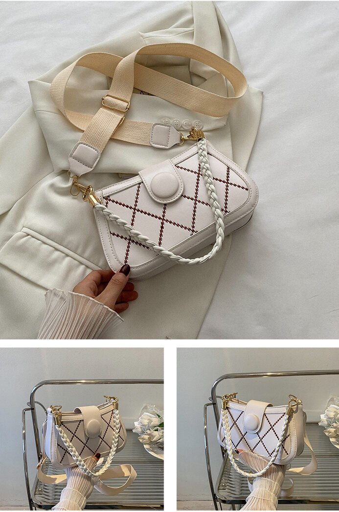 Stylish white handbag with straps