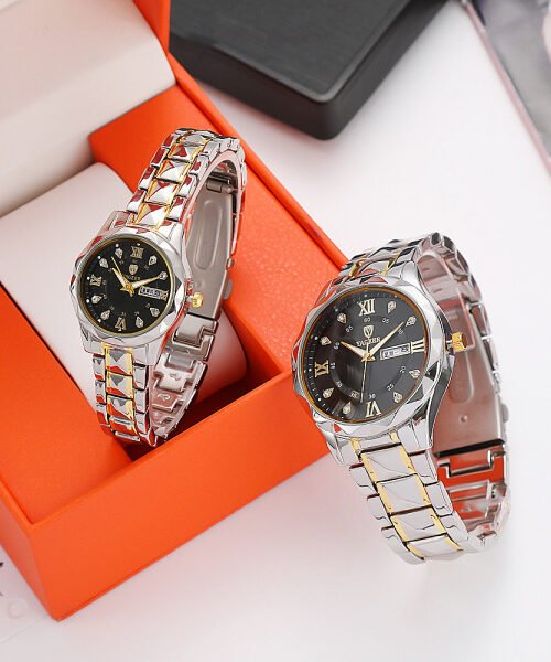Elegant Couple Watch with Double Date Display