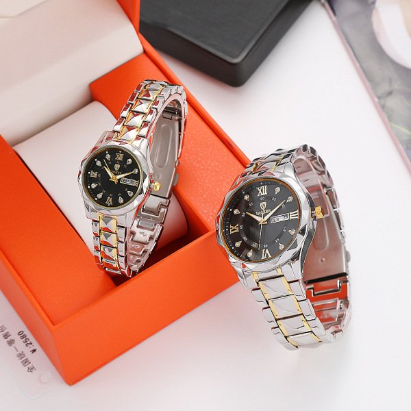 Elegant Couple Watch with Double Date Display